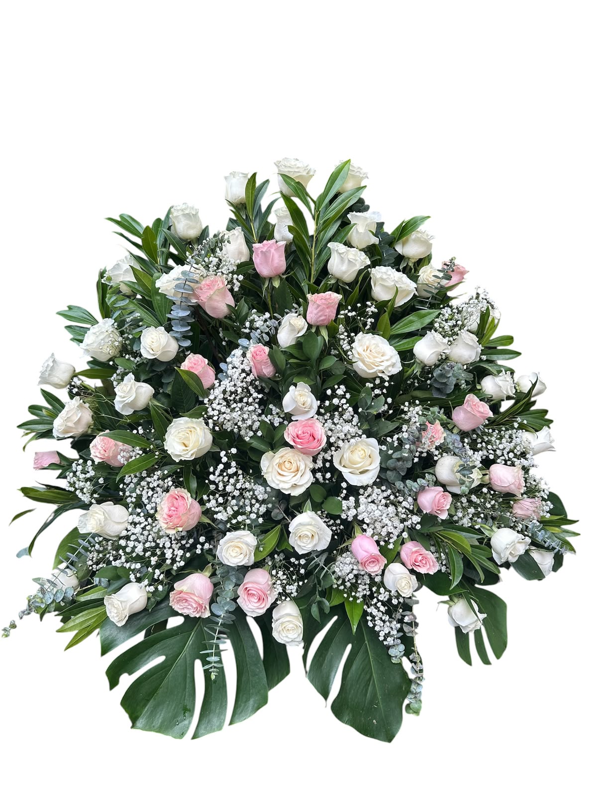 Abanico fúnebre en rosas -Flores para funerales en Cali Abanico fúnebre en rosas -Flores para funerales en Cali